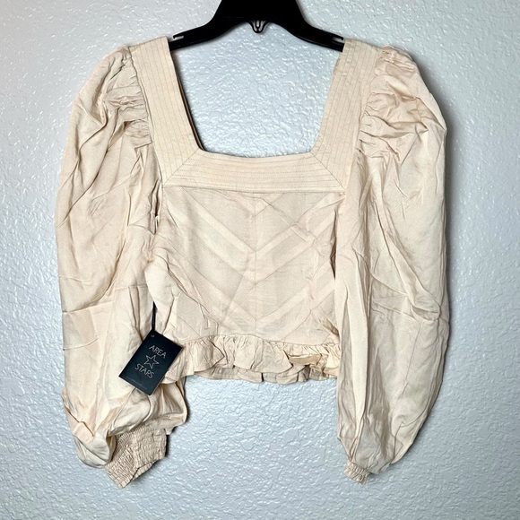 NWT Area Stars Women's Cream Puff Sleeve Top - Picture 1 of 4